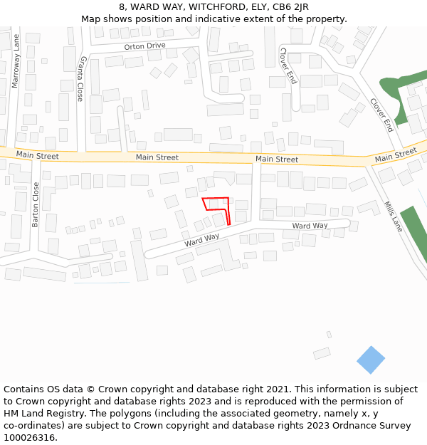 8, WARD WAY, WITCHFORD, ELY, CB6 2JR: Location map and indicative extent of plot