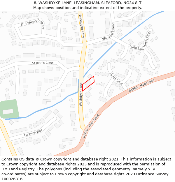 8, WASHDYKE LANE, LEASINGHAM, SLEAFORD, NG34 8LT: Location map and indicative extent of plot