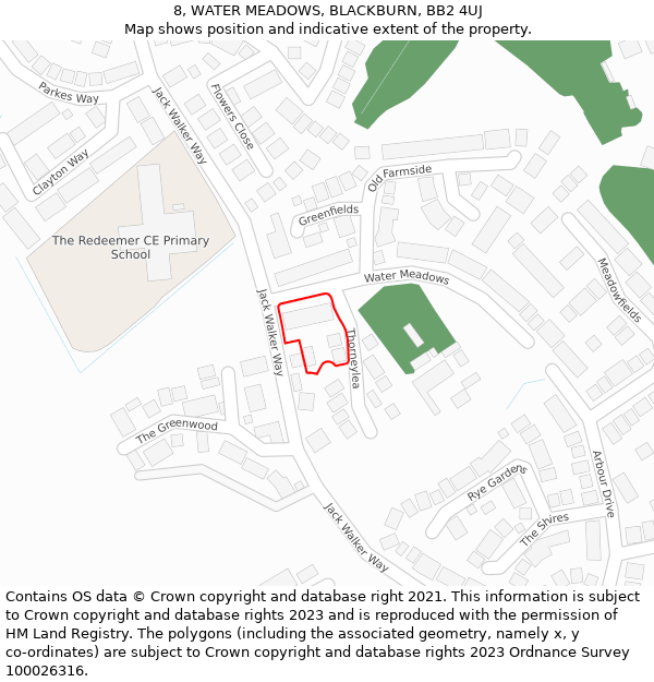 8, WATER MEADOWS, BLACKBURN, BB2 4UJ: Location map and indicative extent of plot