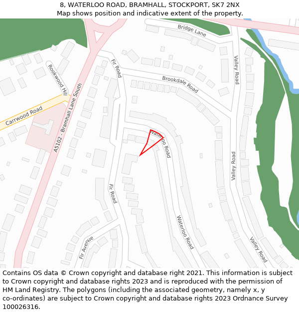 8, WATERLOO ROAD, BRAMHALL, STOCKPORT, SK7 2NX: Location map and indicative extent of plot