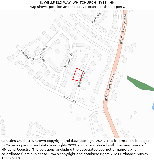8, WELLFIELD WAY, WHITCHURCH, SY13 4HN: Location map and indicative extent of plot