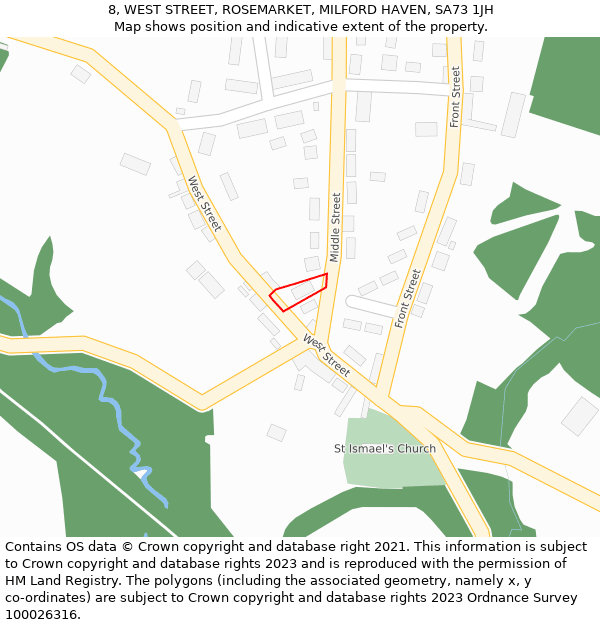 8, WEST STREET, ROSEMARKET, MILFORD HAVEN, SA73 1JH: Location map and indicative extent of plot