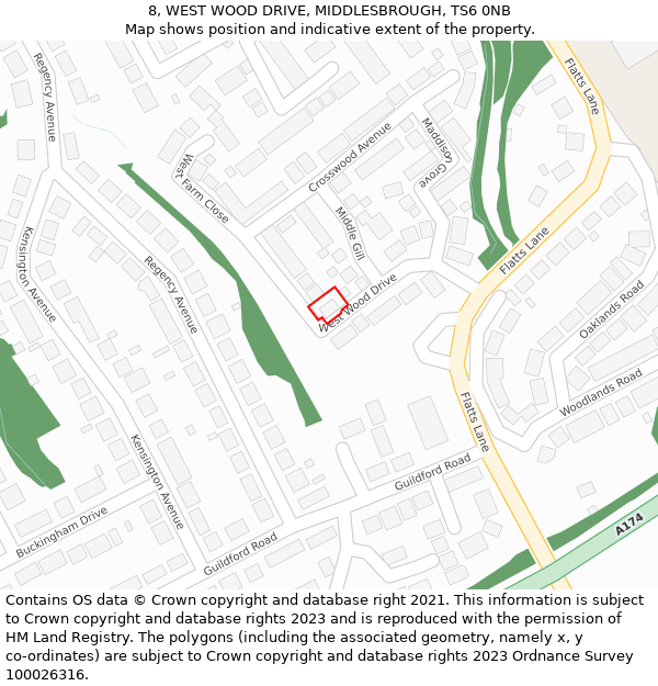 8, WEST WOOD DRIVE, MIDDLESBROUGH, TS6 0NB: Location map and indicative extent of plot