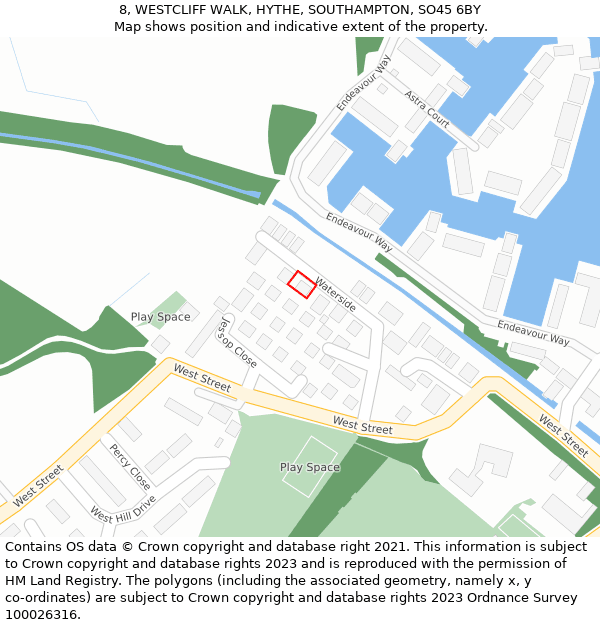 8, WESTCLIFF WALK, HYTHE, SOUTHAMPTON, SO45 6BY: Location map and indicative extent of plot