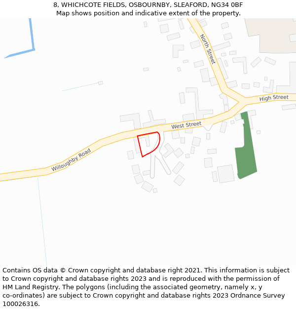 8, WHICHCOTE FIELDS, OSBOURNBY, SLEAFORD, NG34 0BF: Location map and indicative extent of plot