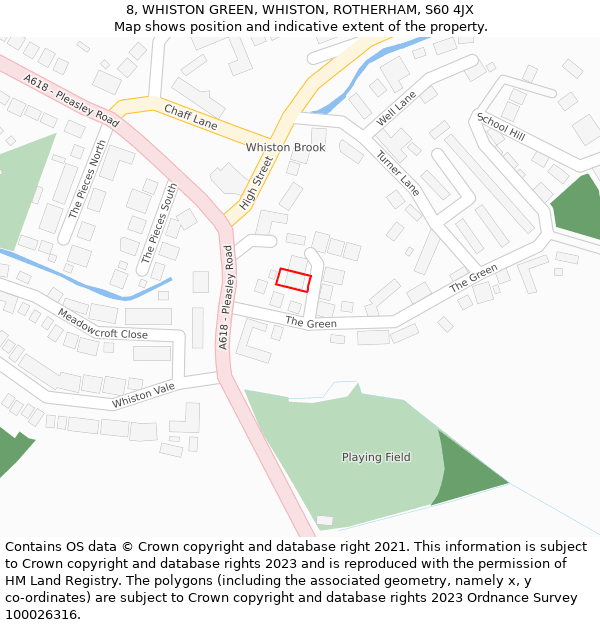 8, WHISTON GREEN, WHISTON, ROTHERHAM, S60 4JX: Location map and indicative extent of plot