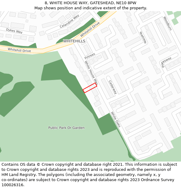 8, WHITE HOUSE WAY, GATESHEAD, NE10 8PW: Location map and indicative extent of plot
