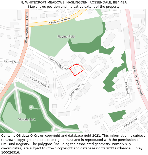 8, WHITECROFT MEADOWS, HASLINGDEN, ROSSENDALE, BB4 4BA: Location map and indicative extent of plot