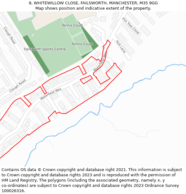 8, WHITEWILLOW CLOSE, FAILSWORTH, MANCHESTER, M35 9GG: Location map and indicative extent of plot