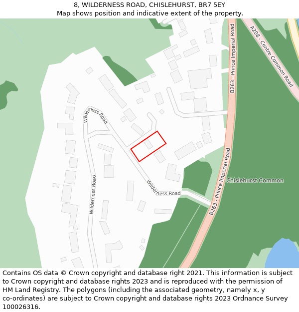 8, WILDERNESS ROAD, CHISLEHURST, BR7 5EY: Location map and indicative extent of plot