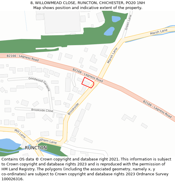 8, WILLOWMEAD CLOSE, RUNCTON, CHICHESTER, PO20 1NH: Location map and indicative extent of plot