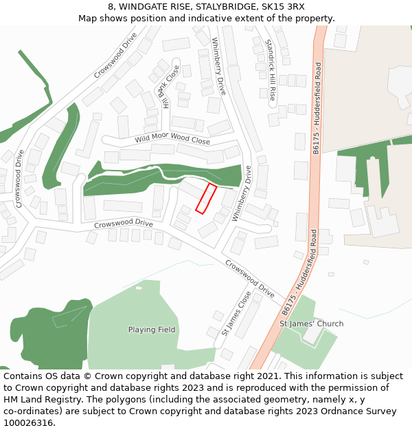 8, WINDGATE RISE, STALYBRIDGE, SK15 3RX: Location map and indicative extent of plot