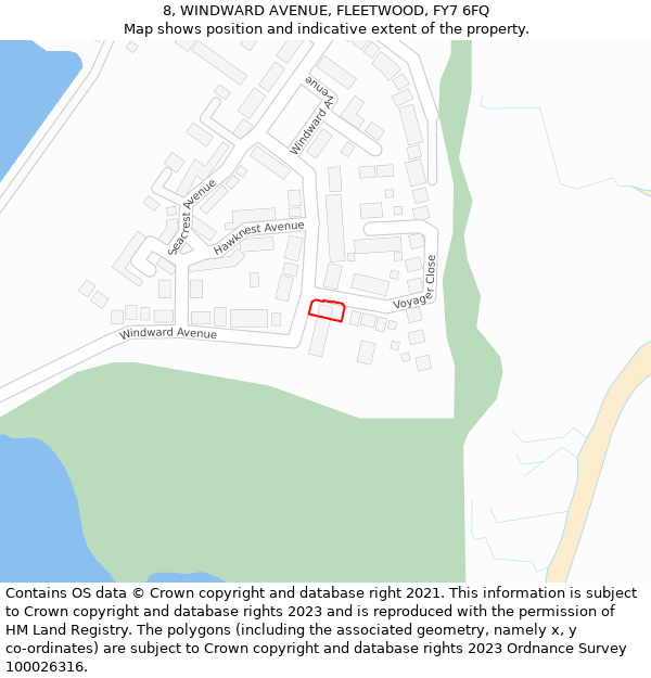 8, WINDWARD AVENUE, FLEETWOOD, FY7 6FQ: Location map and indicative extent of plot