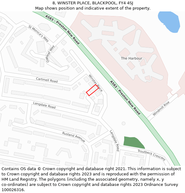 8, WINSTER PLACE, BLACKPOOL, FY4 4SJ: Location map and indicative extent of plot