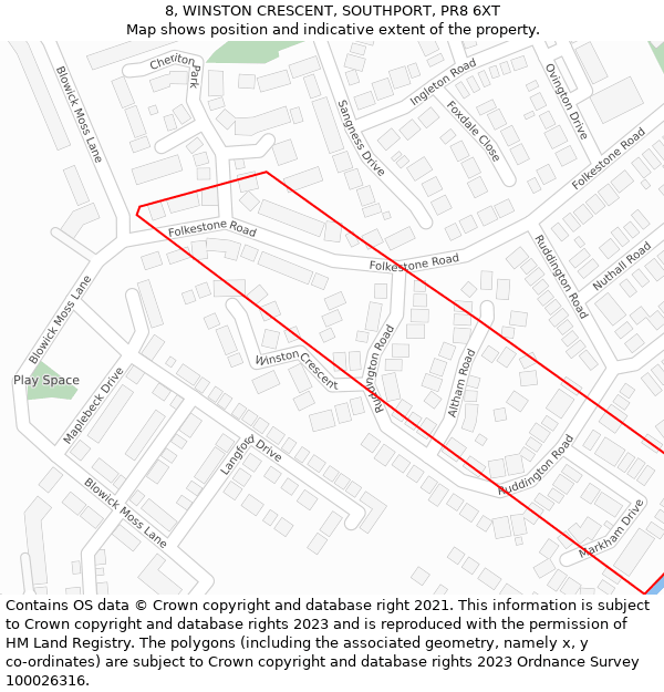 8, WINSTON CRESCENT, SOUTHPORT, PR8 6XT: Location map and indicative extent of plot