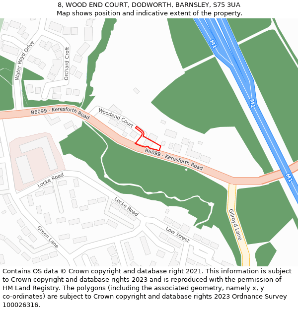 8, WOOD END COURT, DODWORTH, BARNSLEY, S75 3UA: Location map and indicative extent of plot