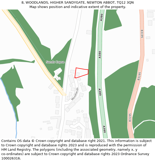 8, WOODLANDS, HIGHER SANDYGATE, NEWTON ABBOT, TQ12 3QN: Location map and indicative extent of plot