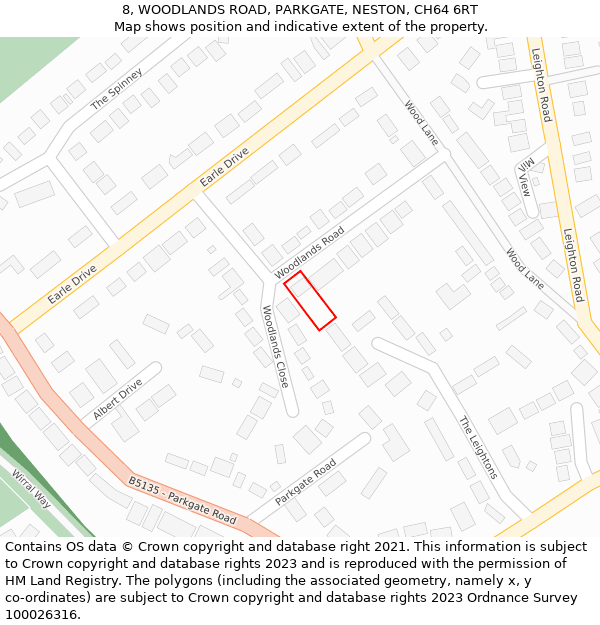 8, WOODLANDS ROAD, PARKGATE, NESTON, CH64 6RT: Location map and indicative extent of plot