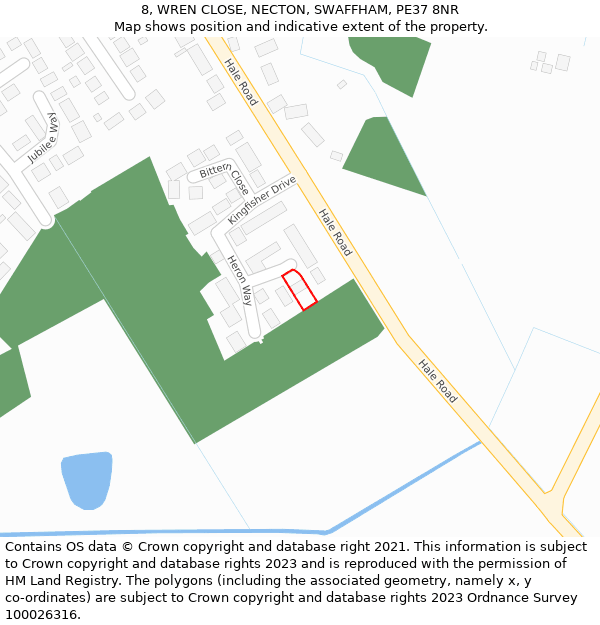 8, WREN CLOSE, NECTON, SWAFFHAM, PE37 8NR: Location map and indicative extent of plot