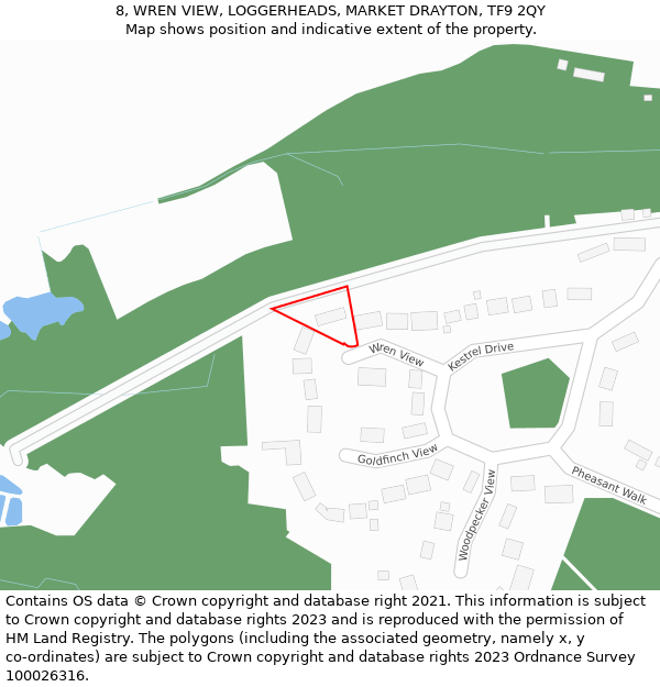 8, WREN VIEW, LOGGERHEADS, MARKET DRAYTON, TF9 2QY: Location map and indicative extent of plot