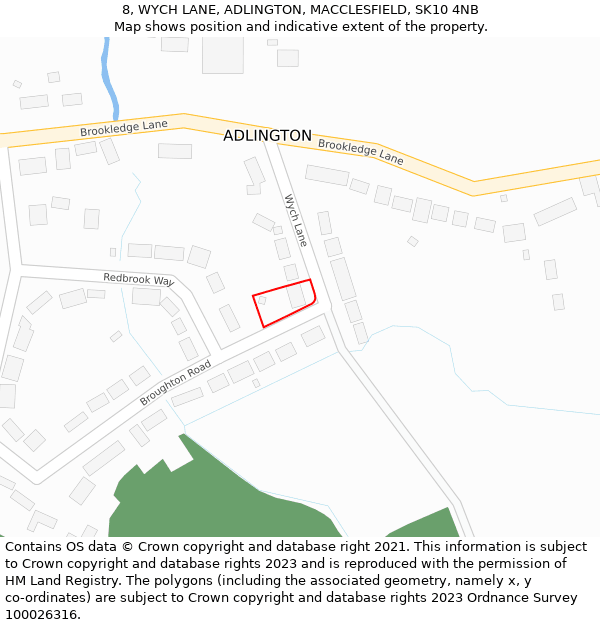 8, WYCH LANE, ADLINGTON, MACCLESFIELD, SK10 4NB: Location map and indicative extent of plot
