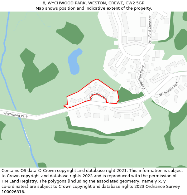 8, WYCHWOOD PARK, WESTON, CREWE, CW2 5GP: Location map and indicative extent of plot