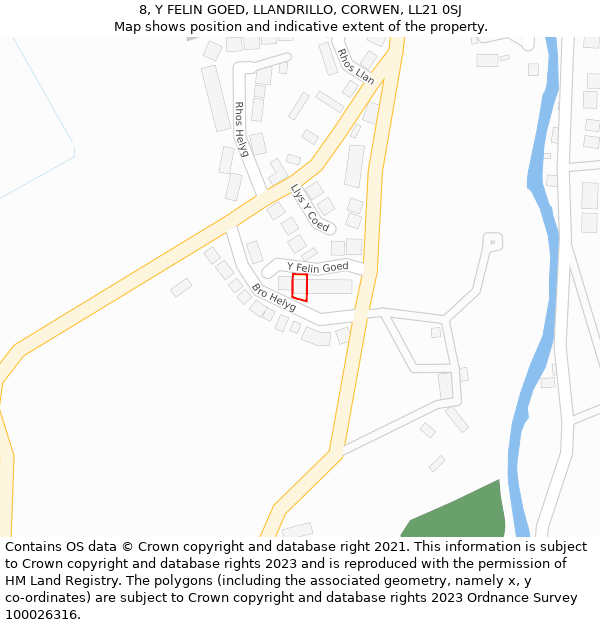 8, Y FELIN GOED, LLANDRILLO, CORWEN, LL21 0SJ: Location map and indicative extent of plot