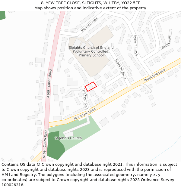 8, YEW TREE CLOSE, SLEIGHTS, WHITBY, YO22 5EF: Location map and indicative extent of plot