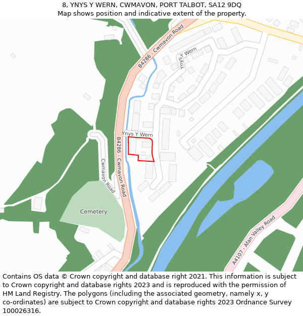 8, YNYS Y WERN, CWMAVON, PORT TALBOT, SA12 9DQ: Location map and indicative extent of plot