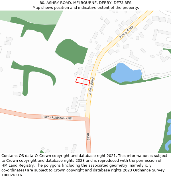 80, ASHBY ROAD, MELBOURNE, DERBY, DE73 8ES: Location map and indicative extent of plot