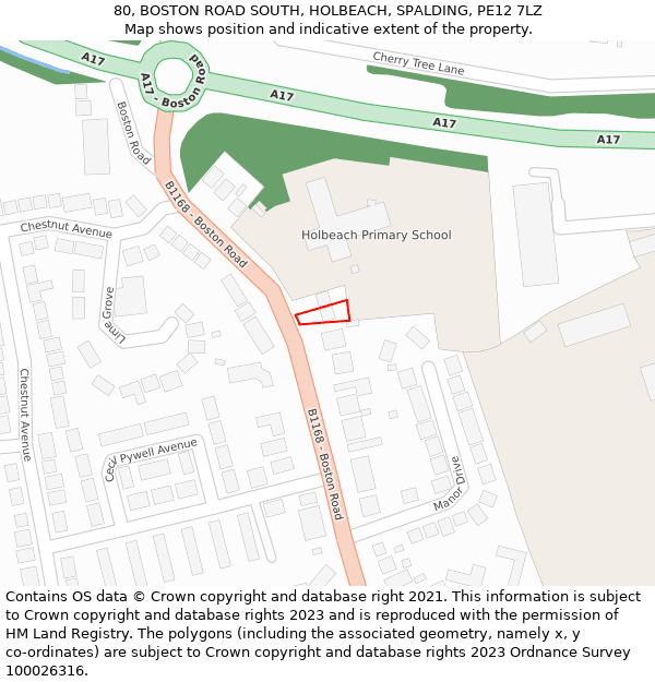 80, BOSTON ROAD SOUTH, HOLBEACH, SPALDING, PE12 7LZ: Location map and indicative extent of plot