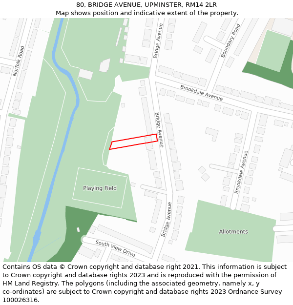80, BRIDGE AVENUE, UPMINSTER, RM14 2LR: Location map and indicative extent of plot