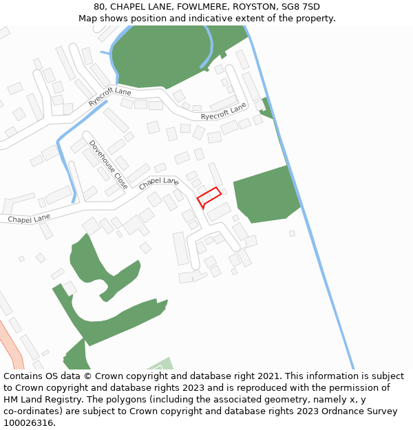 80, CHAPEL LANE, FOWLMERE, ROYSTON, SG8 7SD: Location map and indicative extent of plot