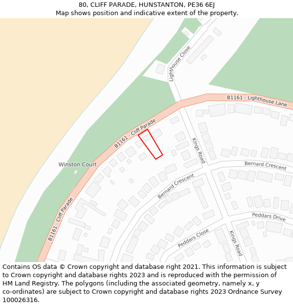 80, CLIFF PARADE, HUNSTANTON, PE36 6EJ: Location map and indicative extent of plot