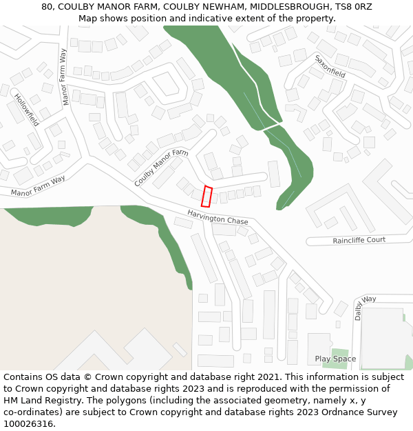 80, COULBY MANOR FARM, COULBY NEWHAM, MIDDLESBROUGH, TS8 0RZ: Location map and indicative extent of plot