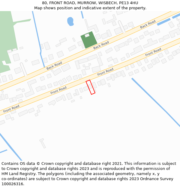 80, FRONT ROAD, MURROW, WISBECH, PE13 4HU: Location map and indicative extent of plot