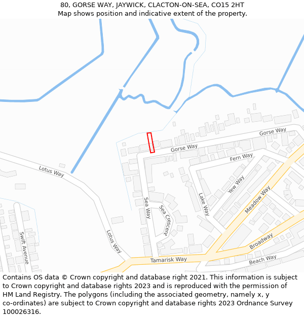 80, GORSE WAY, JAYWICK, CLACTON-ON-SEA, CO15 2HT: Location map and indicative extent of plot