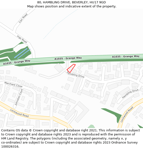 80, HAMBLING DRIVE, BEVERLEY, HU17 9GD: Location map and indicative extent of plot