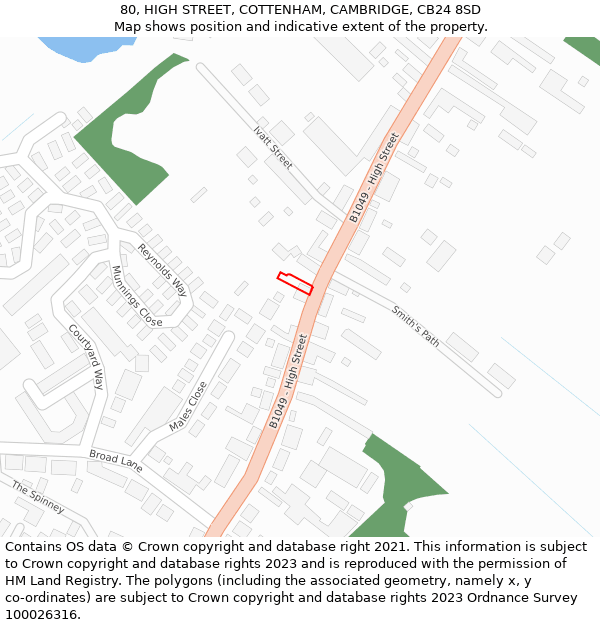 80, HIGH STREET, COTTENHAM, CAMBRIDGE, CB24 8SD: Location map and indicative extent of plot