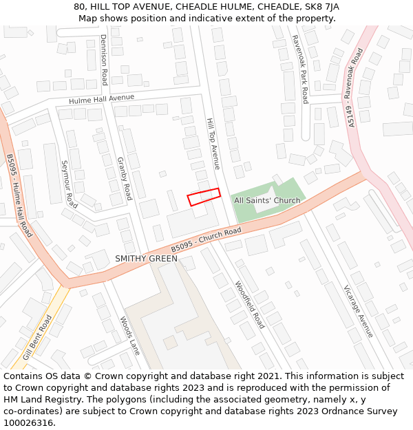 80, HILL TOP AVENUE, CHEADLE HULME, CHEADLE, SK8 7JA: Location map and indicative extent of plot