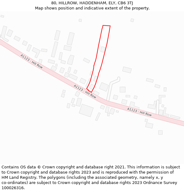 80, HILLROW, HADDENHAM, ELY, CB6 3TJ: Location map and indicative extent of plot