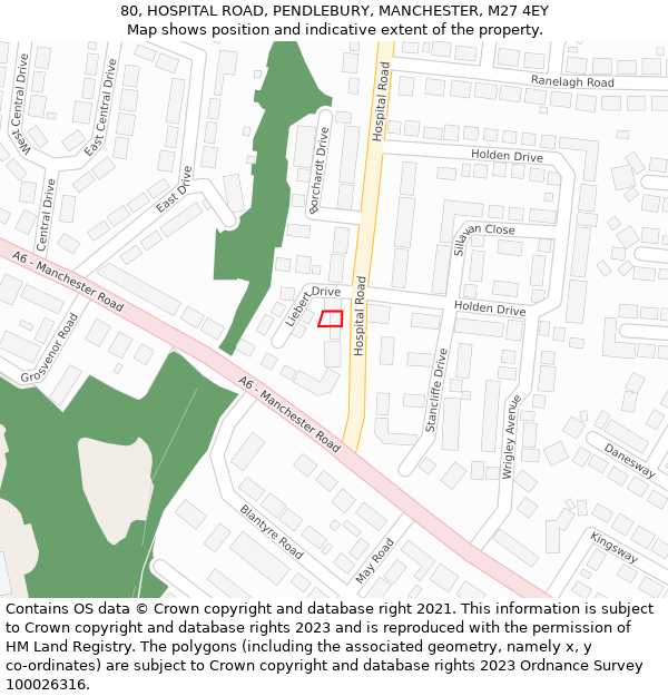 80, HOSPITAL ROAD, PENDLEBURY, MANCHESTER, M27 4EY: Location map and indicative extent of plot