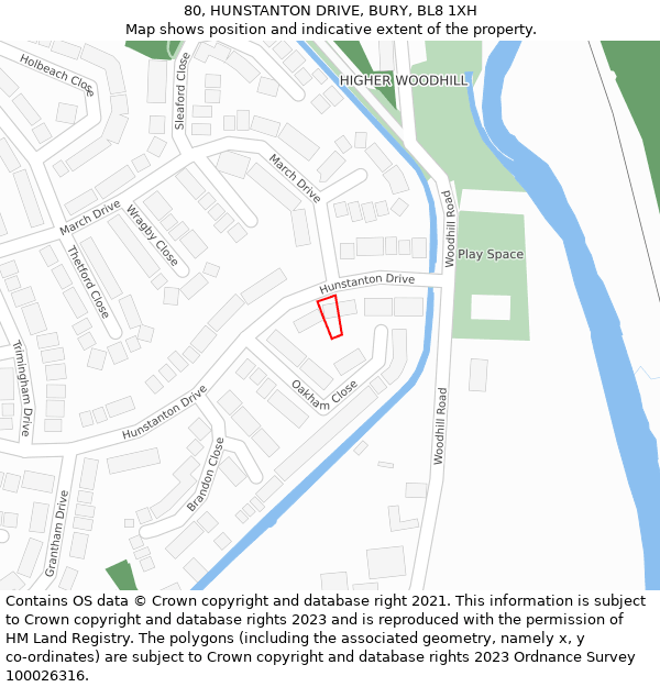 80, HUNSTANTON DRIVE, BURY, BL8 1XH: Location map and indicative extent of plot
