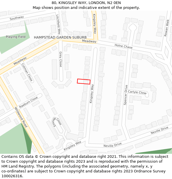 80, KINGSLEY WAY, LONDON, N2 0EN: Location map and indicative extent of plot
