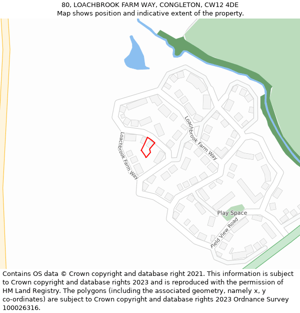 80, LOACHBROOK FARM WAY, CONGLETON, CW12 4DE: Location map and indicative extent of plot