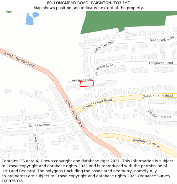 80, LONGMEAD ROAD, PAIGNTON, TQ3 1AZ: Location map and indicative extent of plot