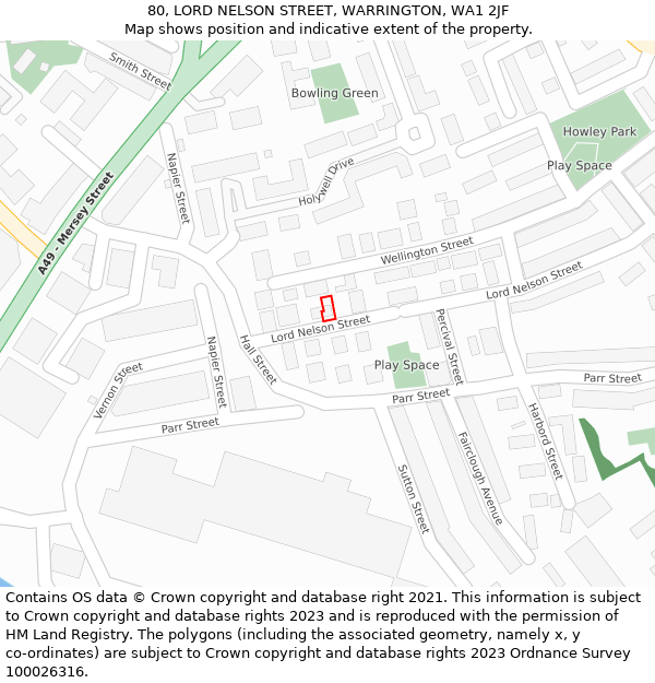 80, LORD NELSON STREET, WARRINGTON, WA1 2JF: Location map and indicative extent of plot