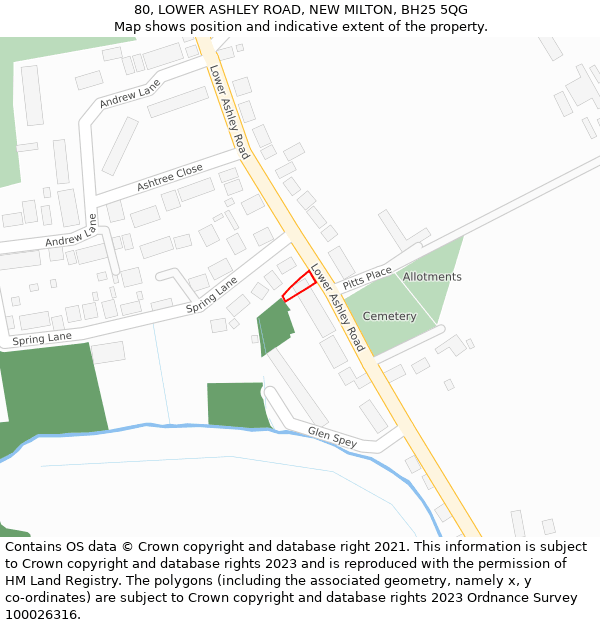 80, LOWER ASHLEY ROAD, NEW MILTON, BH25 5QG: Location map and indicative extent of plot