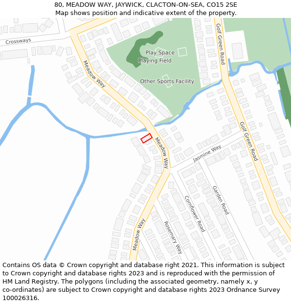 80, MEADOW WAY, JAYWICK, CLACTON-ON-SEA, CO15 2SE: Location map and indicative extent of plot