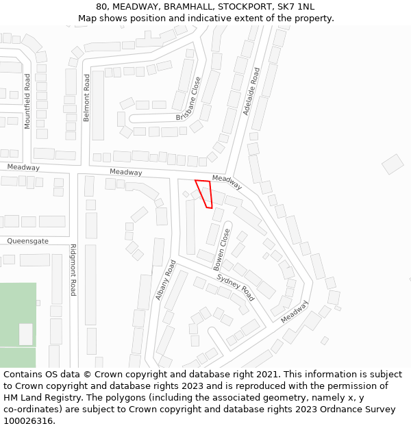 80, MEADWAY, BRAMHALL, STOCKPORT, SK7 1NL: Location map and indicative extent of plot